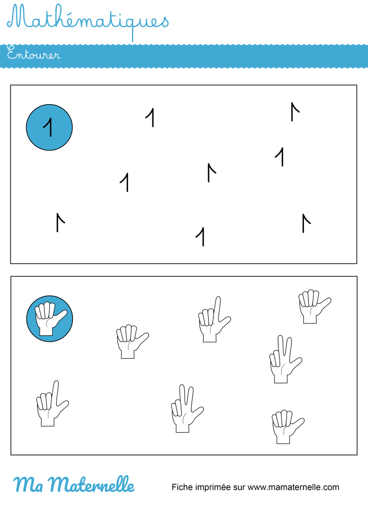 Moyenne section - Mathématiques : entourer