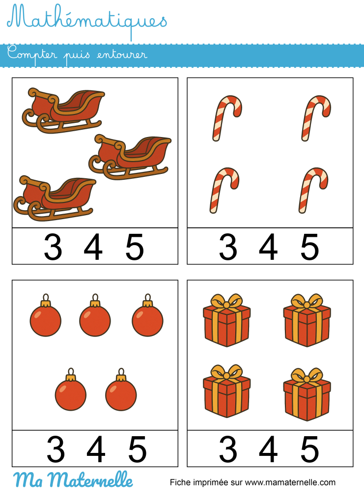 Moyenne section - Mathématiques : compter puis entourer