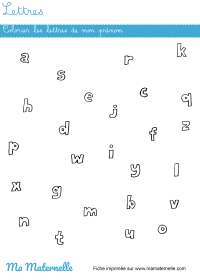 Grande section - Lettres : colorier les lettres de mon prénom