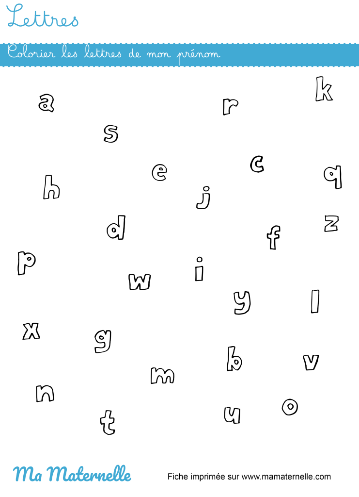 Grande section - Lettres : colorier les lettres de mon prénom