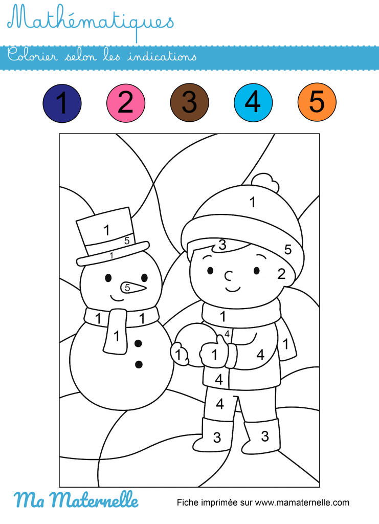 Moyenne section - Mathématiques : colorier selon les indications