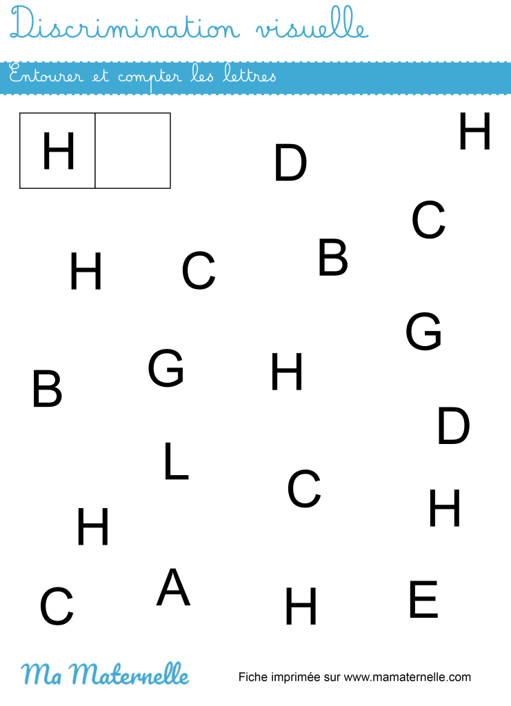 Moyenne section - Discrimination visuelle : entourer et compter les lettres