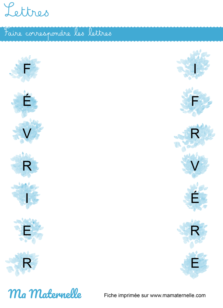 Moyenne section - Lettres : faire correspondre les lettres