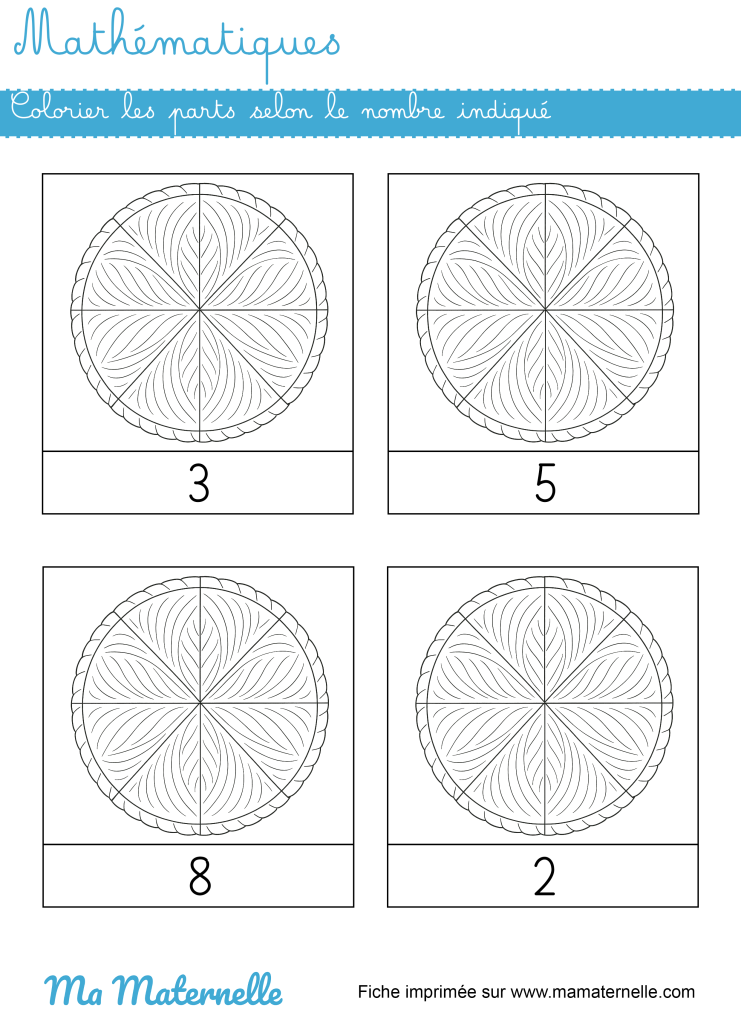 Grande section - Mathématiques : colorier selon le nombre indiqué