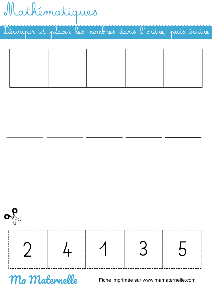 Moyenne section - Mathématiques : placer les nombres dans l&rsquo;ordre