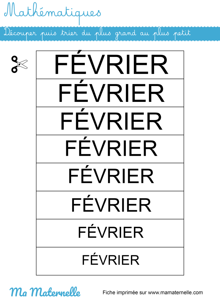 Moyenne section - Mathématiques : découper puis trier