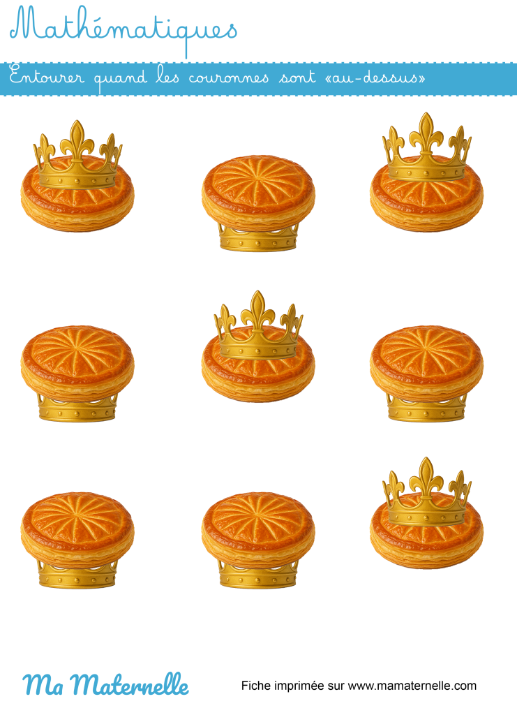 Grande section - Mathématiques : entourer « au-dessus »