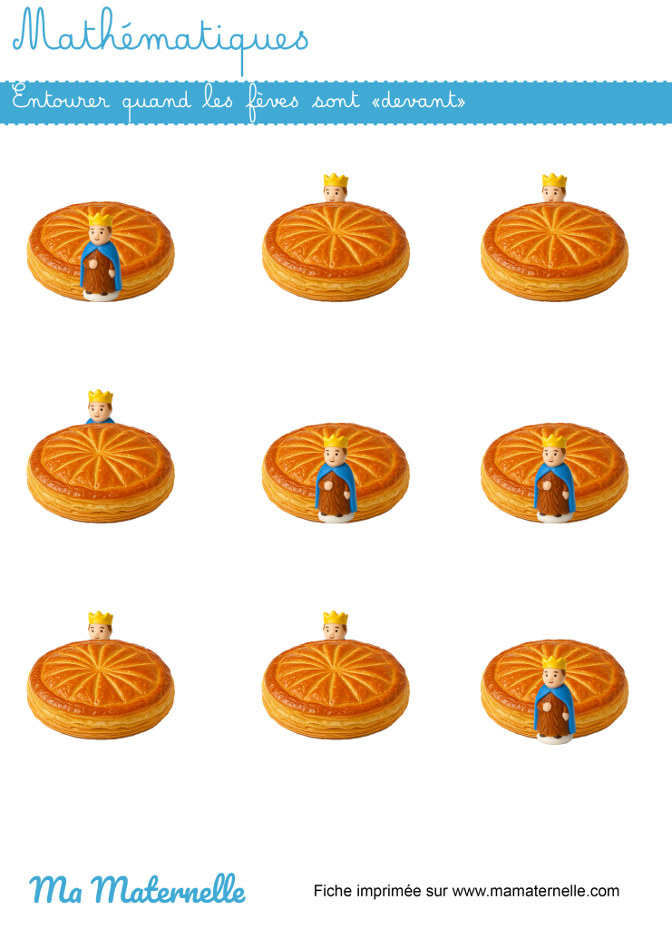 Grande section - Mathématiques : entourer « devant »