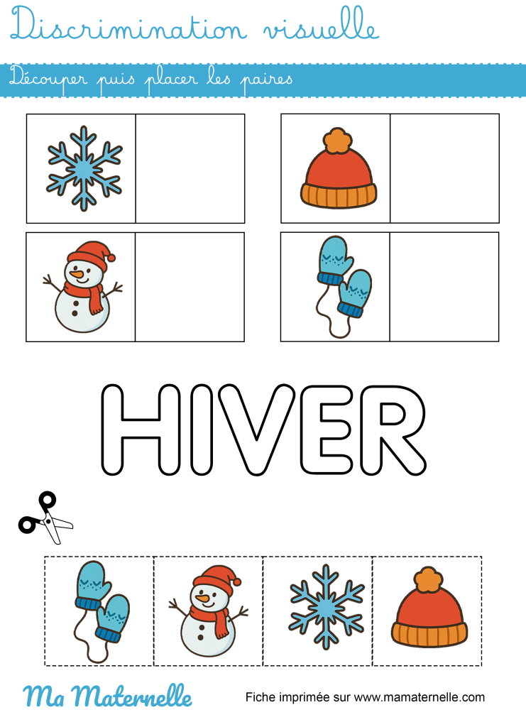 Petite section - Discrimination visuelle : découper puis placer les paires