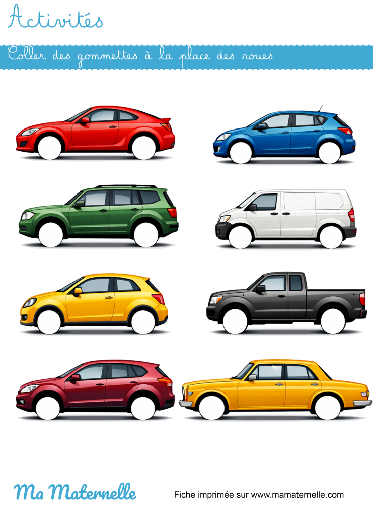 Activités - Activités : coller des gommettes à la place des roues