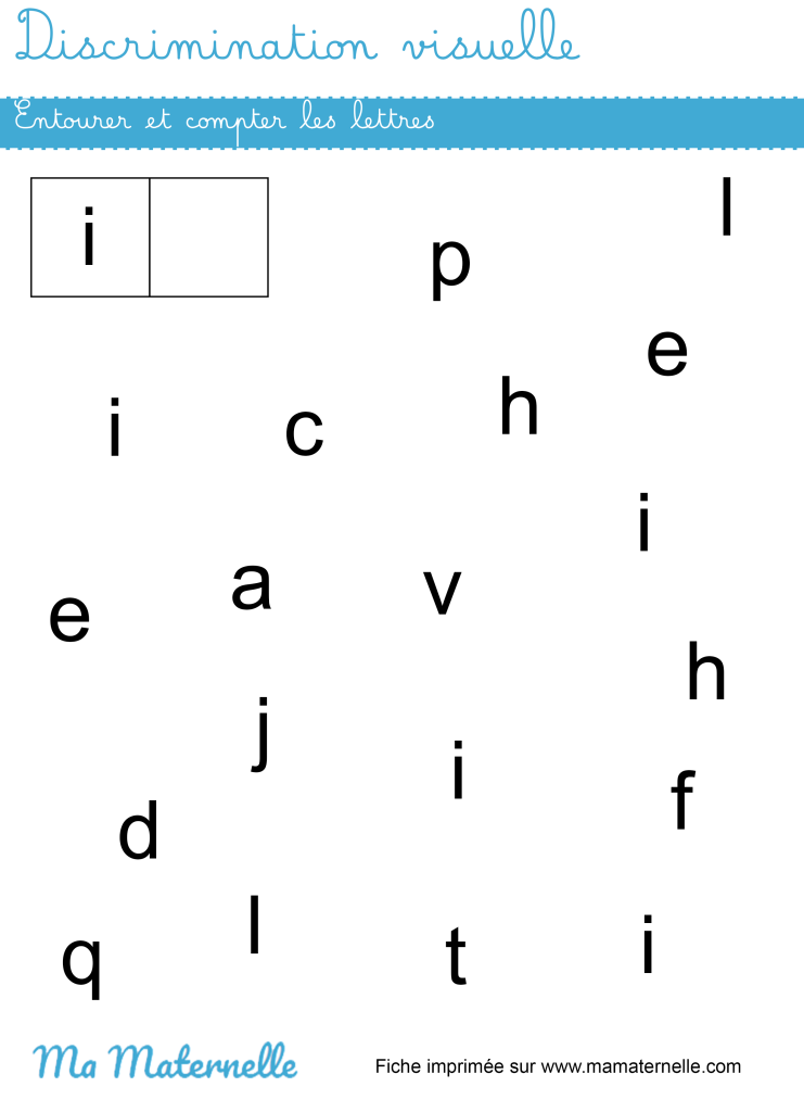 Moyenne section - Discrimination visuelle : entourer et compter les lettres