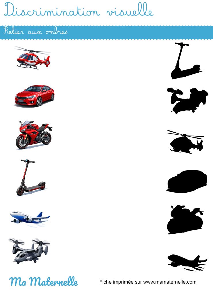 Moyenne section - Discrimination visuelle : relier aux ombres