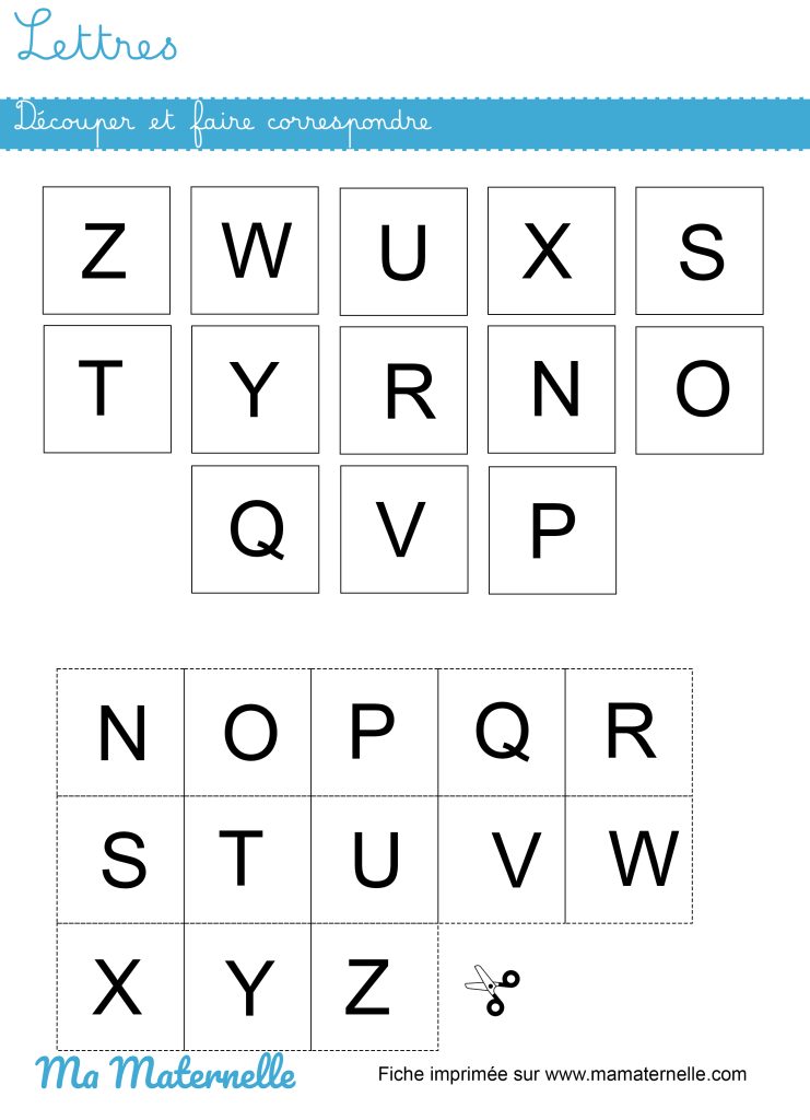 Moyenne section - Lettres : découper et faire correspondre