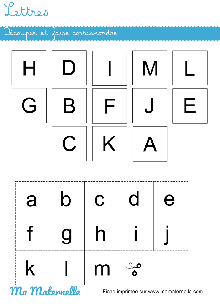 Grande section - Lettres : découper et faire correspondre
