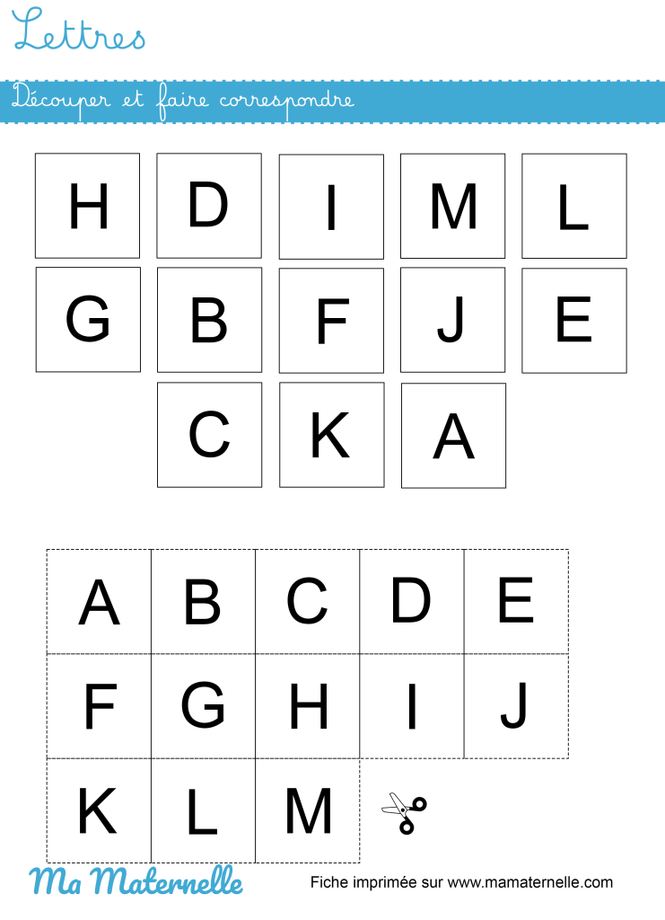 Moyenne section - Lettres : découper et faire correspondre