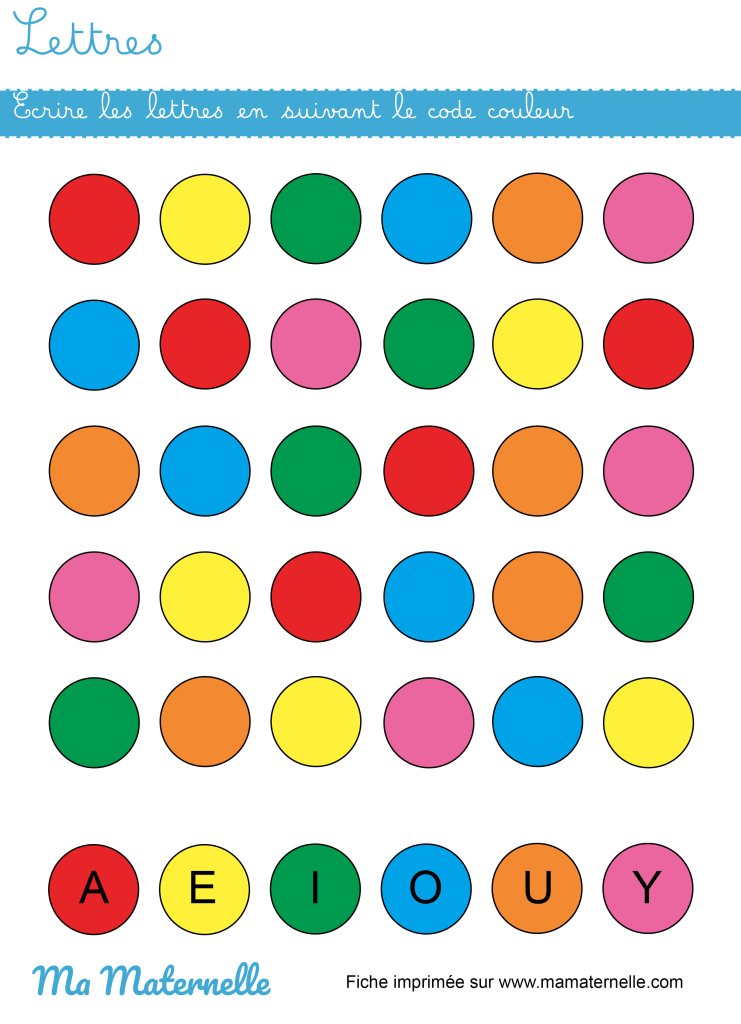 Grande section - Lettres : écrire les lettres en suivant le code couleur