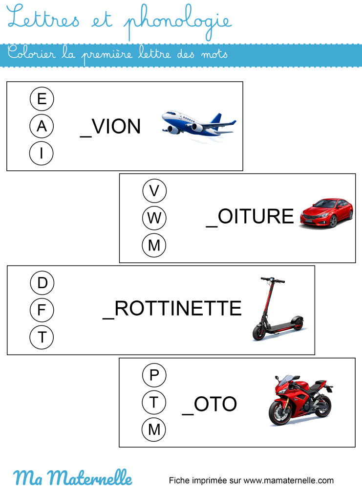 Grande section - Lettres : relier les mots identiques