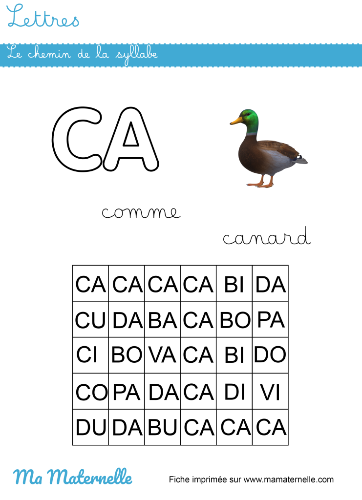 Grande section - Lettres : le chemin de la syllabe