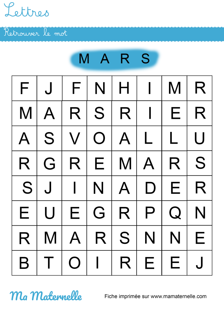 Grande section - Lettres : retrouver le mot
