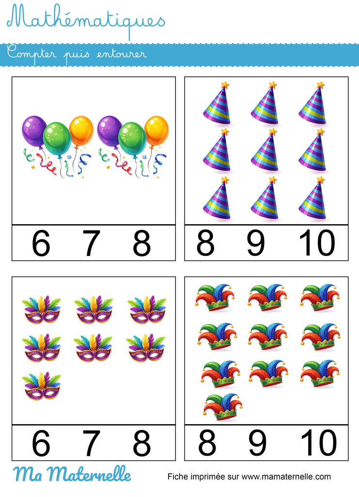 Grande section - Mathématiques : compter puis entourer