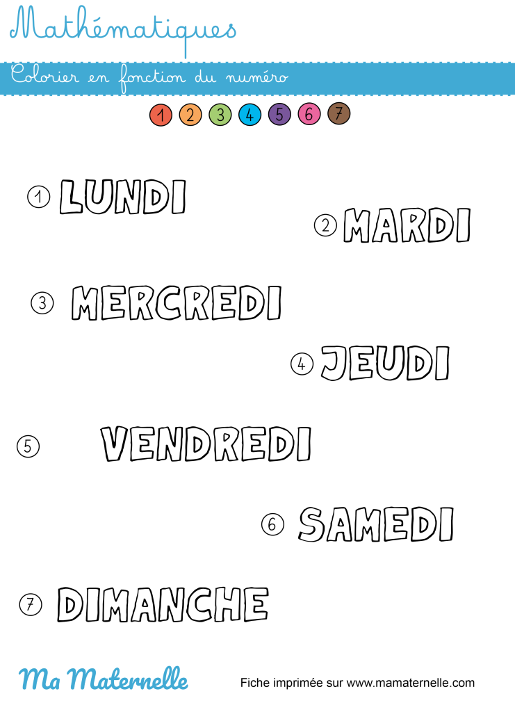 Grande section - Mathématiques : colorier en fonction du numéro