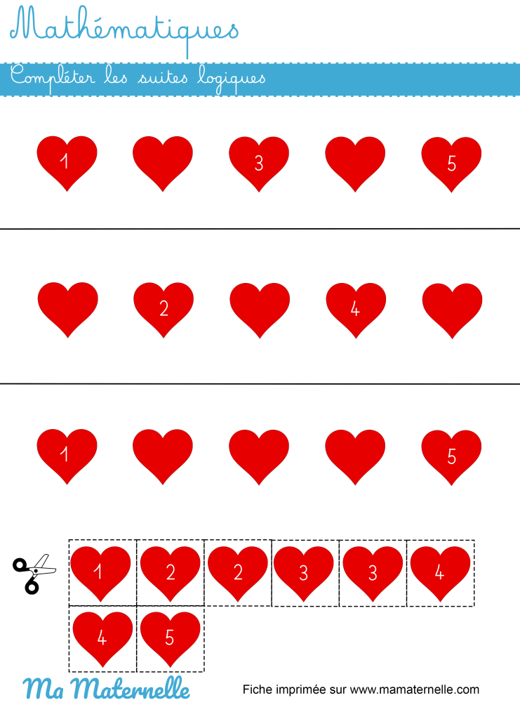 Moyenne section - Mathématiques : compléter les suites logiques