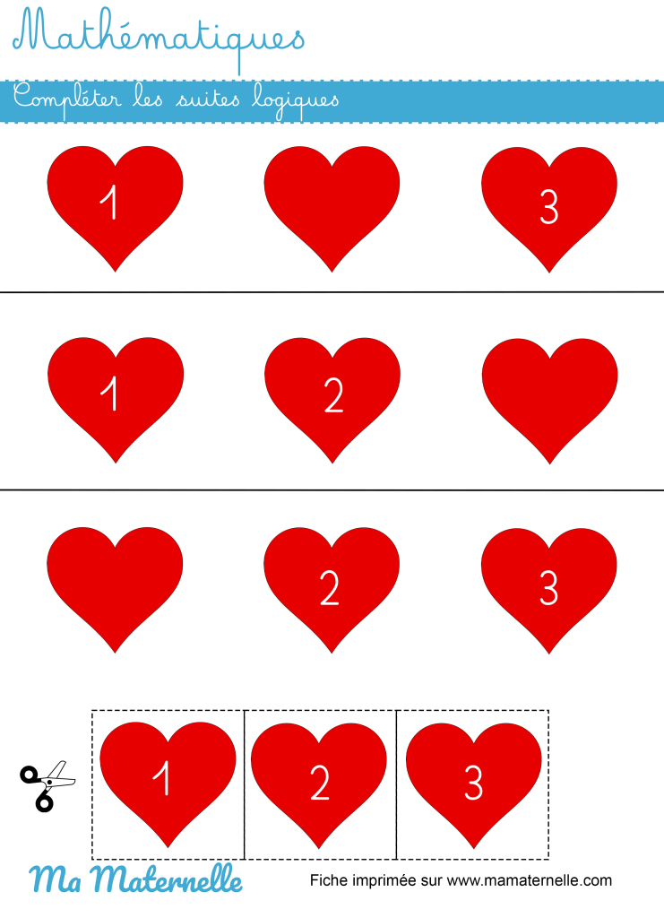 Petite section - Mathématiques : compléter les suites logiques