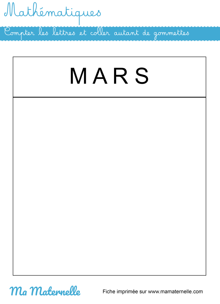 Moyenne section - Mathématiques : compter puis coller autant