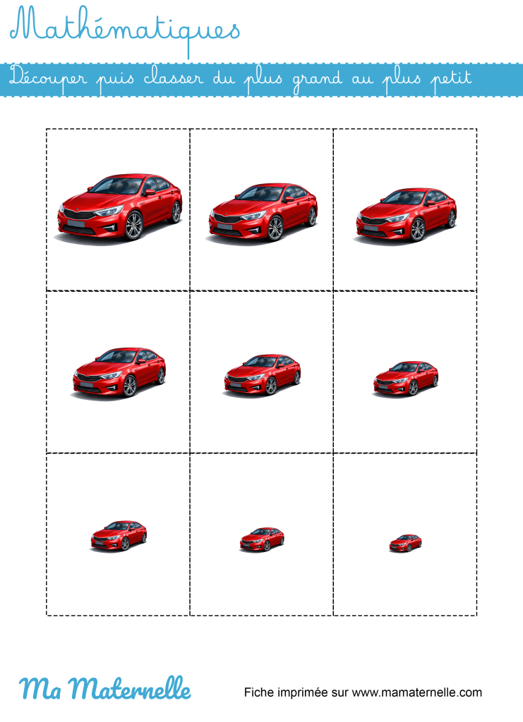 Moyenne section - Mathématiques : découper puis classer