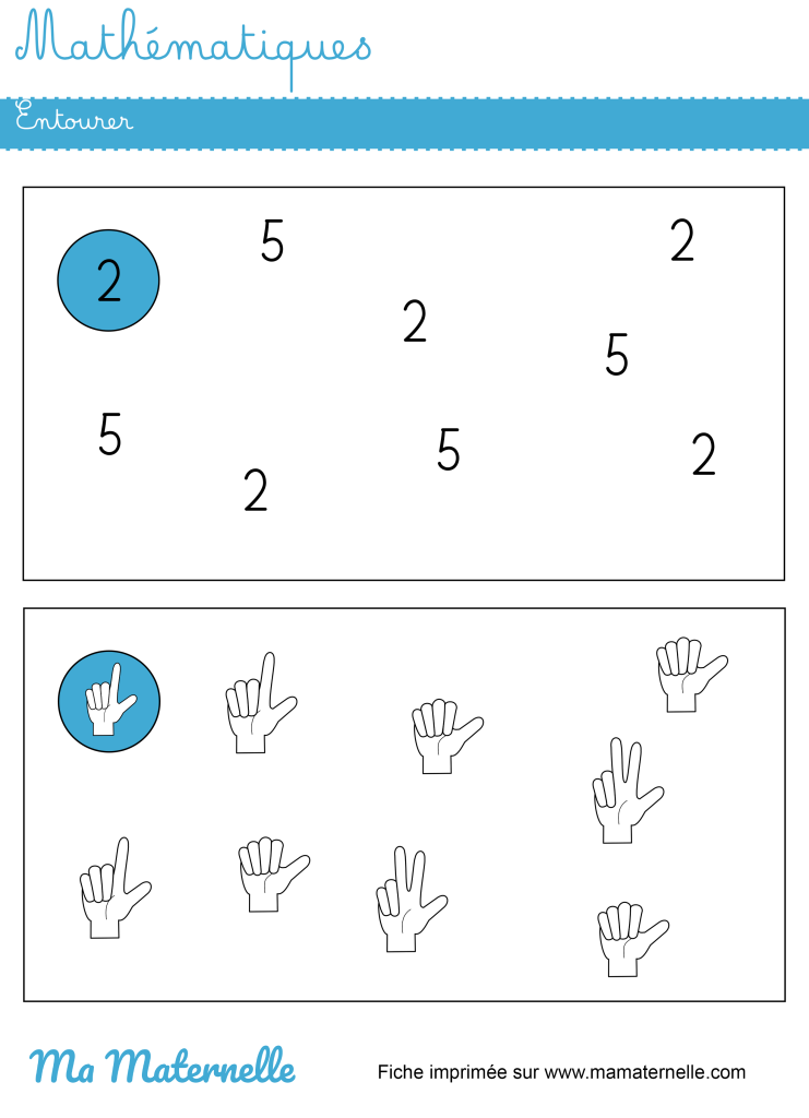 Moyenne section - Mathématiques : entourer