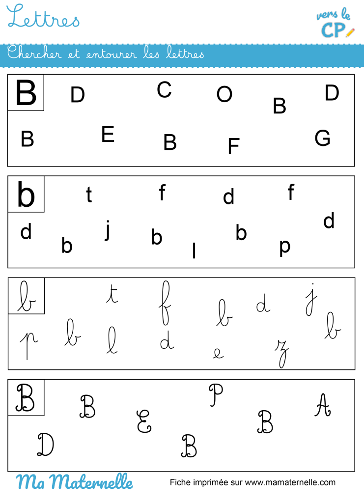 Vers le CP - Lettres : chercher et entourer les lettres