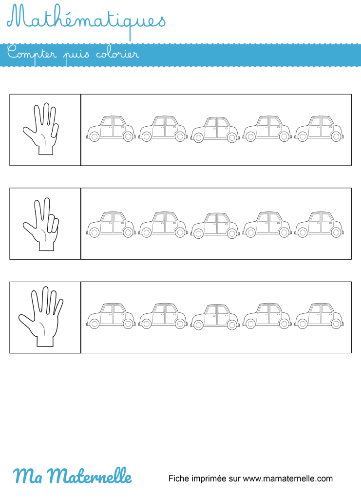 Moyenne section - Mathématiques : compter puis colorier