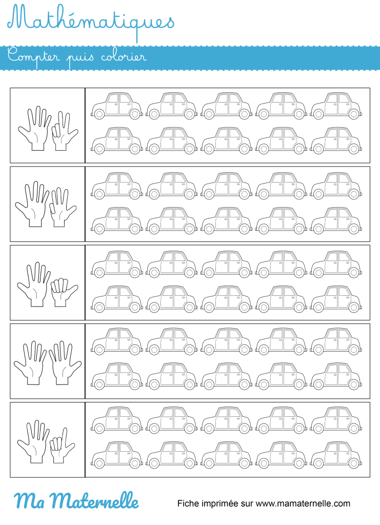 Grande section - Mathématiques : compter puis colorier