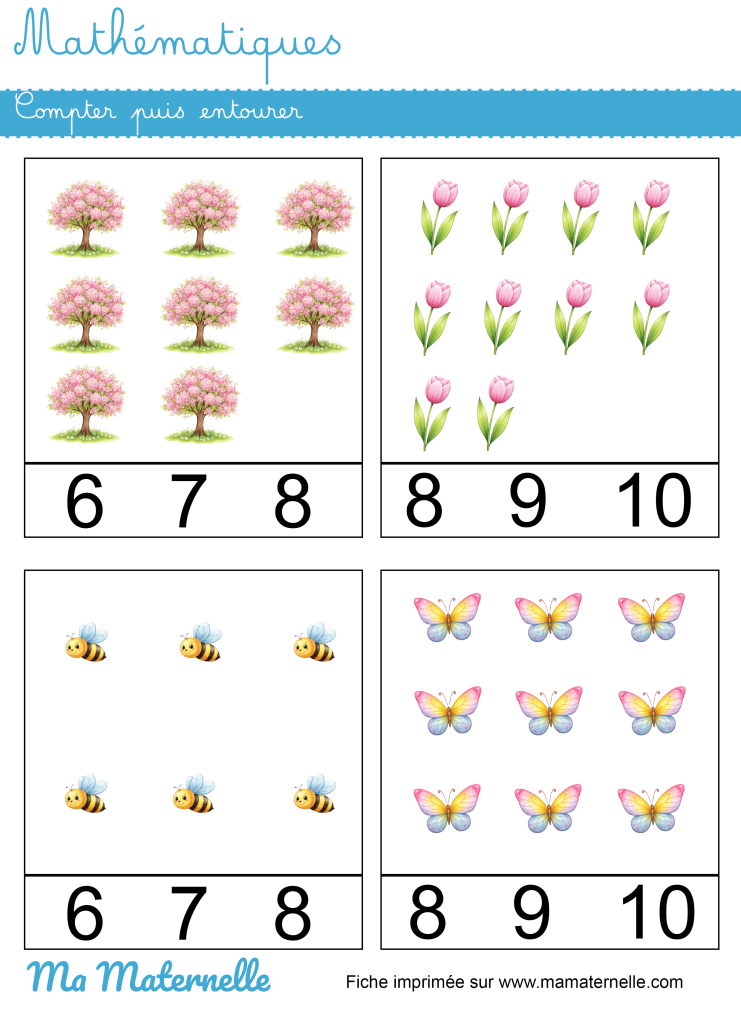 Grande section - Mathématiques : compter puis entourer