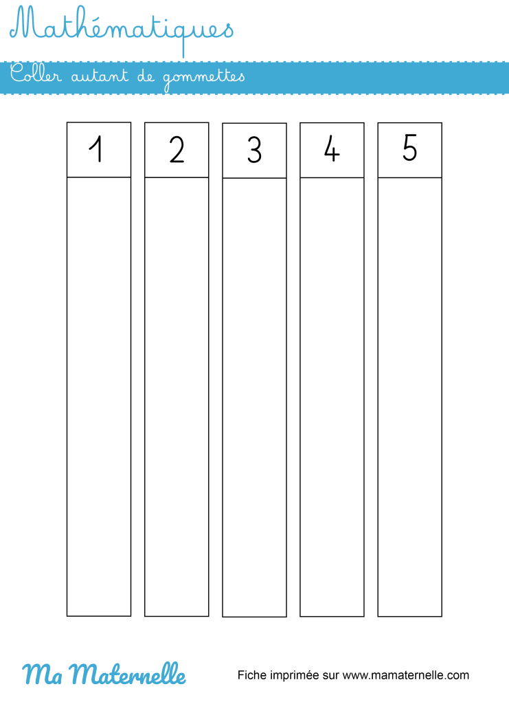Moyenne section - Mathématiques : coller autant de gommettes
