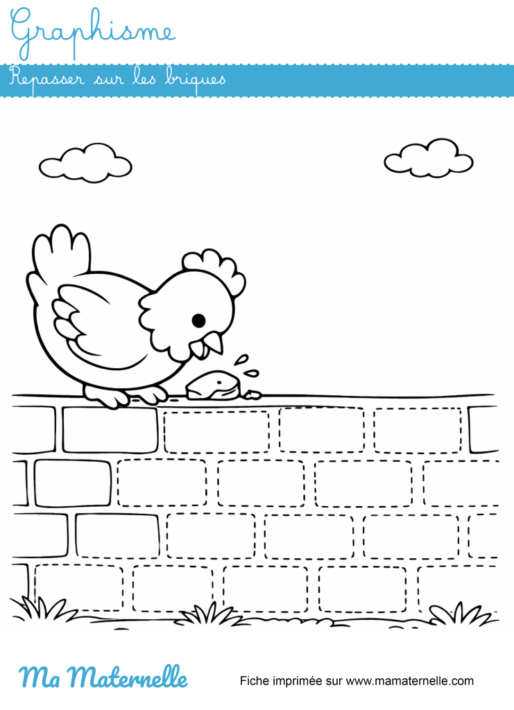 Moyenne section - Graphisme : repasser sur les briques