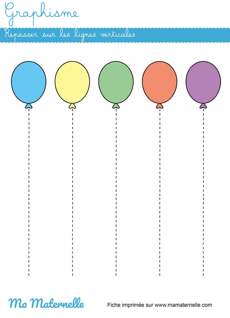 Petite section - Graphisme : repasser sur les lignes verticales