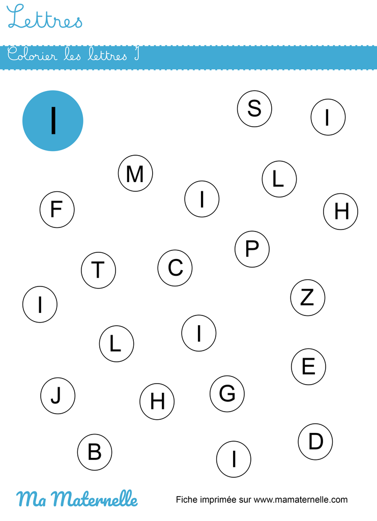Petite section - Lettres : colorier les lettres