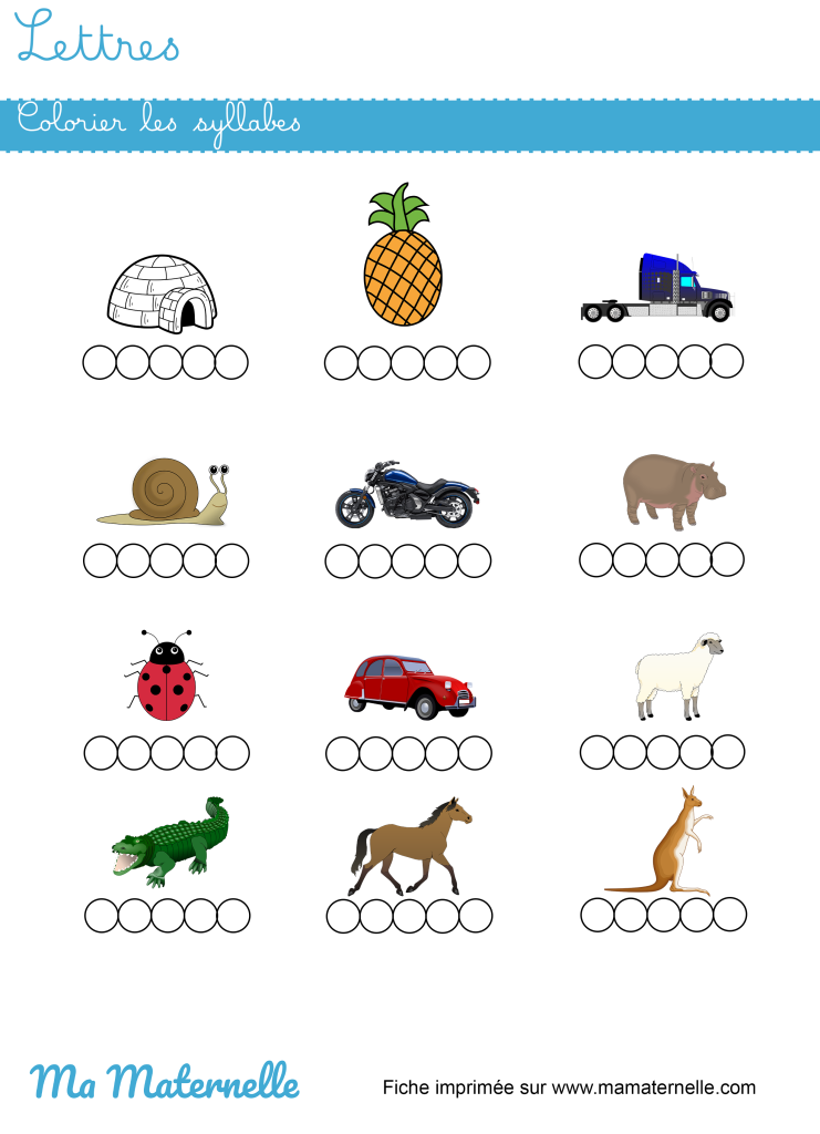 Grande section - Lettres : colorier les syllabes