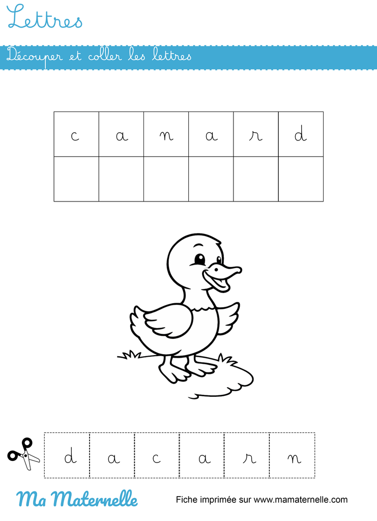 Grande section - Lettres : découper et coller les lettres