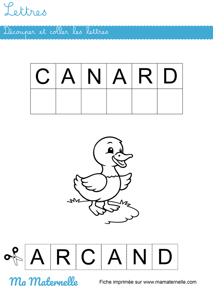 Petite section - Lettres : découper et coller les lettres