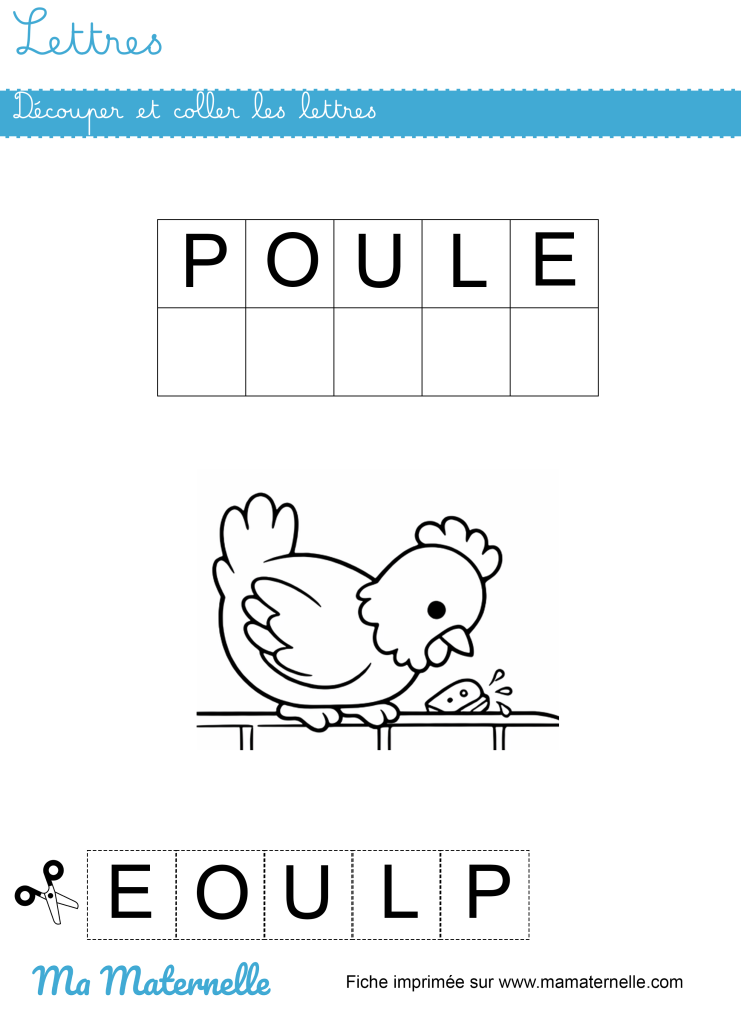 Petite section - Lettres : découper et coller les lettres