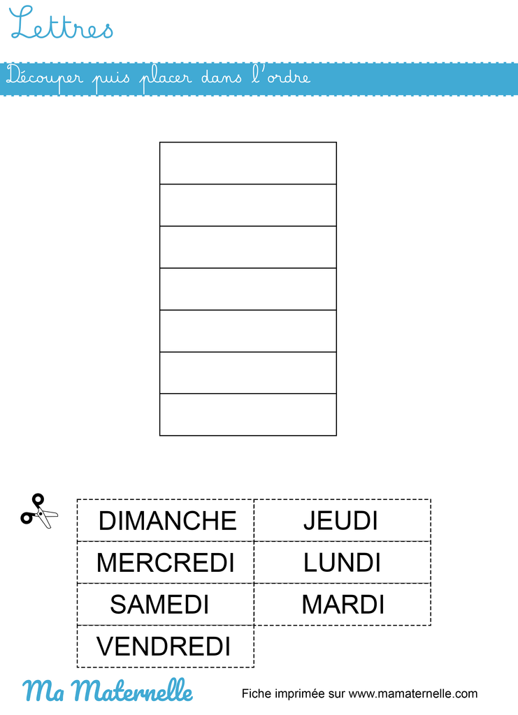 Grande section - Lettres : découper puis placer dans l&rsquo;ordre