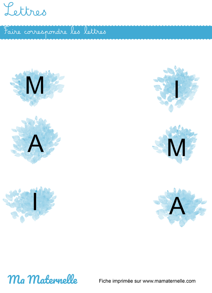 Moyenne section - Lettres : faire correspondre les lettres