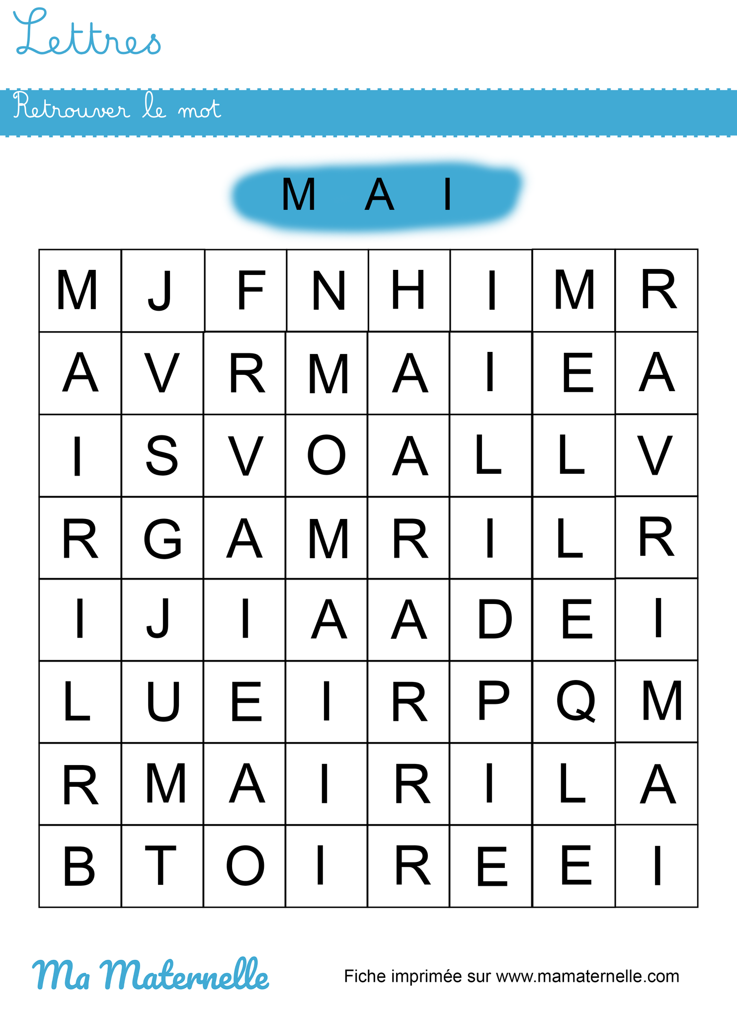 Retrouver Lettres : retrouver le mot - Ma Maternelle