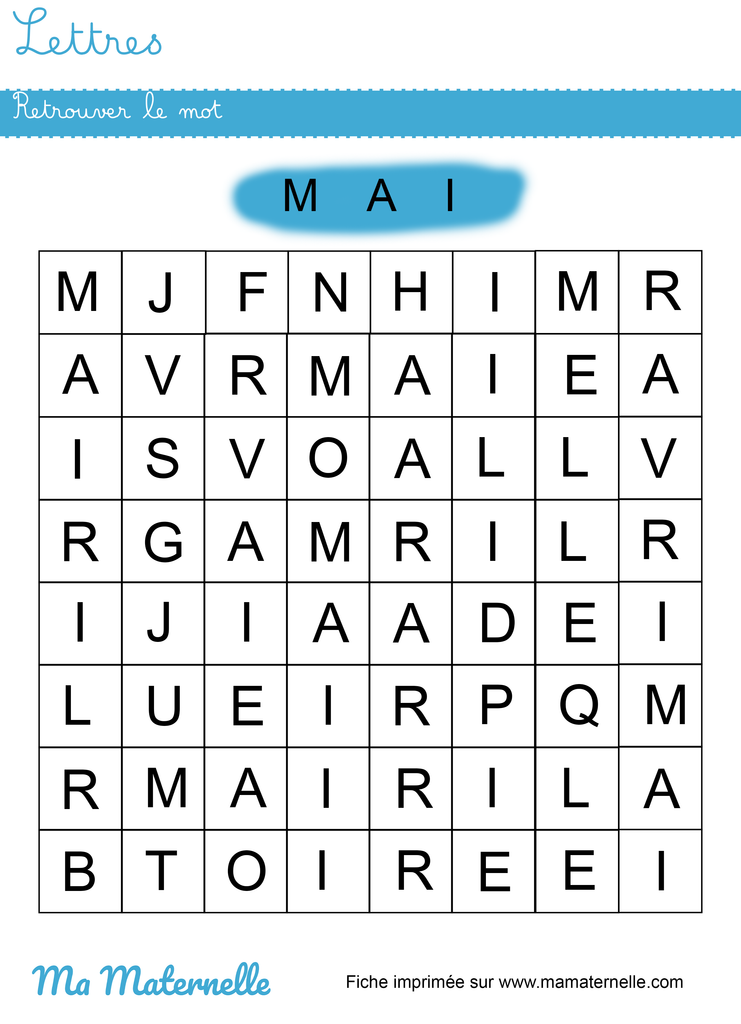 Grande section - Lettres : retrouver le mot