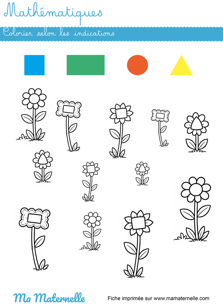 Grande section - Mathématiques : colorier selon les indications