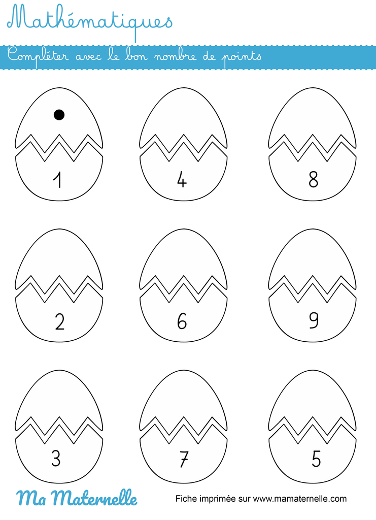 Grande section - Mathématiques : compléter avec le bon nombre de points