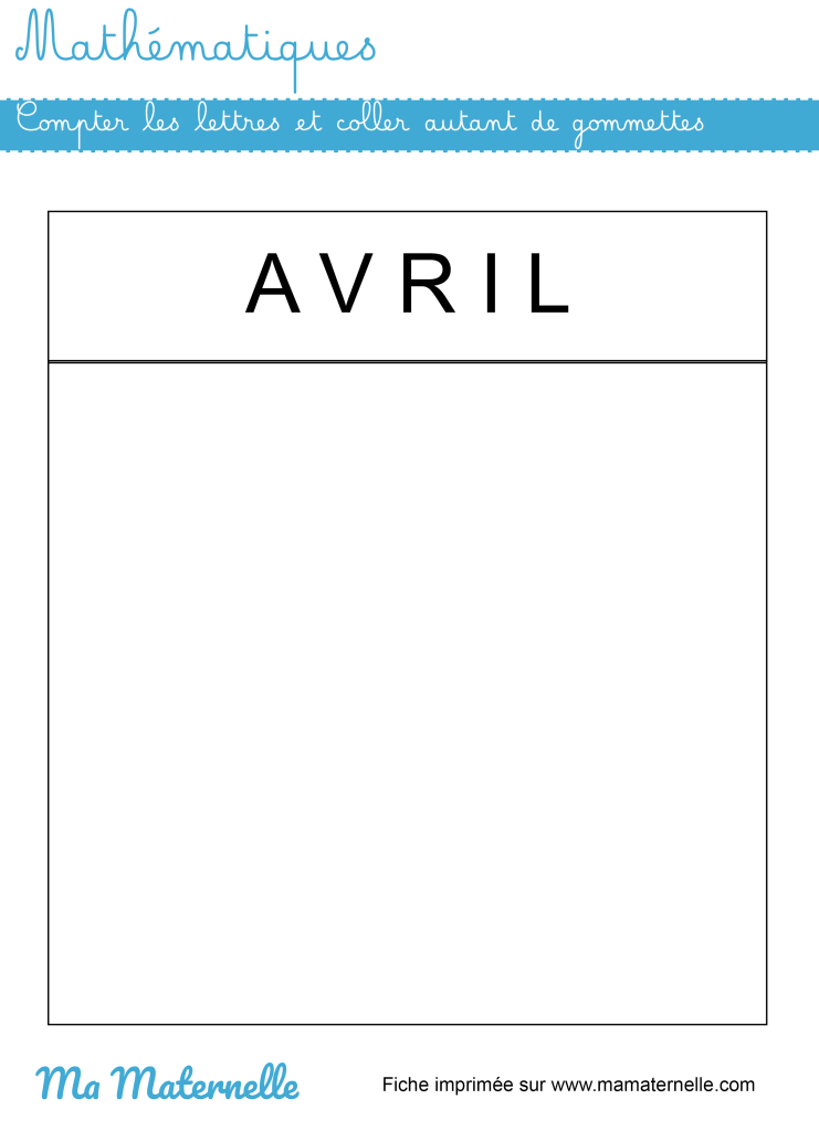 Moyenne section - Mathématiques : compter les lettres et coller des gommettes