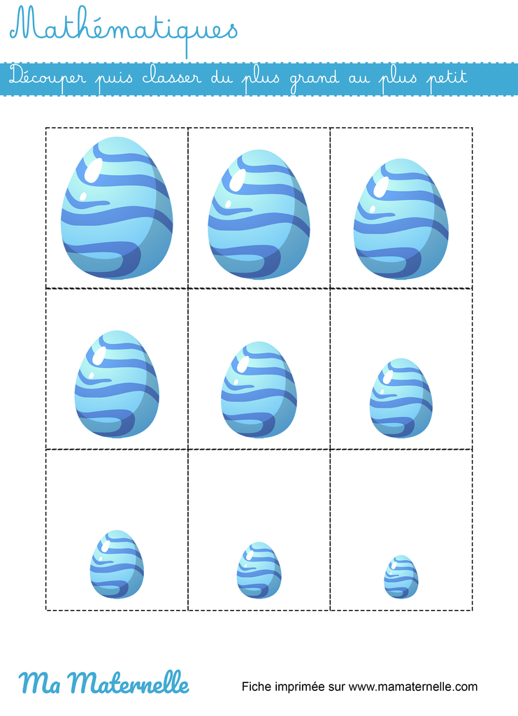 Moyenne section - Mathématiques : découper puis classer